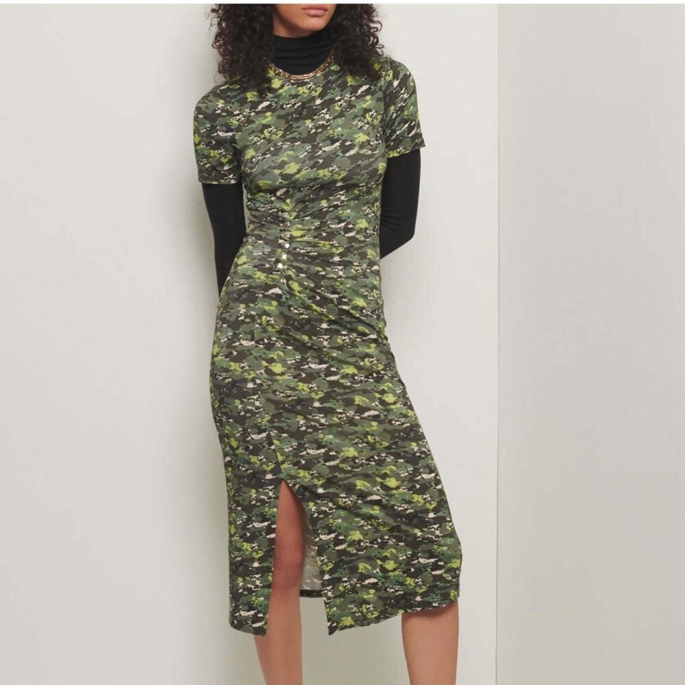 NWT Derek Lam 10 Crosby Olive Lucille Pleated Stud Dress XXL